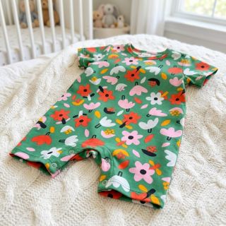 Pamutvászon Flowers green by JENNIFER BOURON ORGANIC