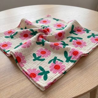 Dupla géz/muszlin Flowers natural/pink by JENNIFER BOURON ORGANIC