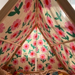 Dupla géz/muszlin Flowers natural/pink by JENNIFER BOURON ORGANIC