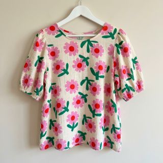 Dupla géz/muszlin Flowers natural/pink by JENNIFER BOURON ORGANIC