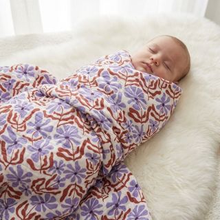 Dupla géz/muszlin STEPPED Flowers natural