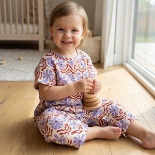 Dupla géz/muszlin STEPPED Flowers natural