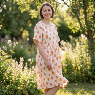 Dupla géz/muszlin Pears peach by JENNIFER BOURON ORGANIC