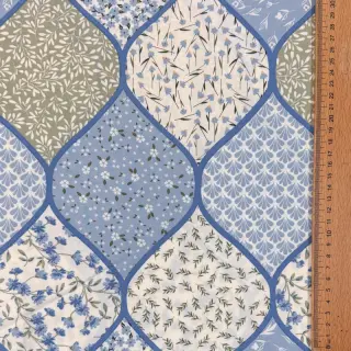 Pamutvászon Flowers patchwork baby blue
