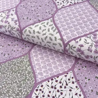 Pamutvászon Flowers patchwork lilac