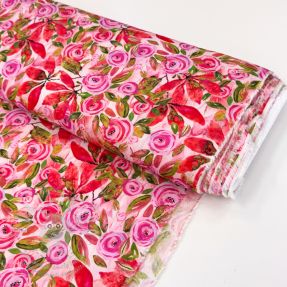 Viszkóz RAYON POPLIN Printed Rosie design A