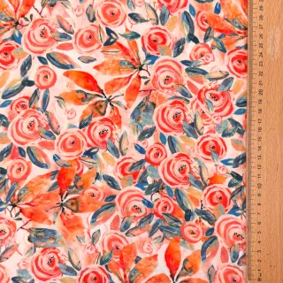 Viszkóz RAYON POPLIN Printed Rosie design B