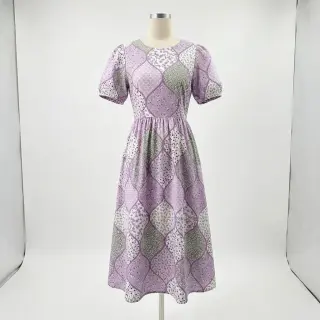 Pamutvászon Flowers patchwork lilac