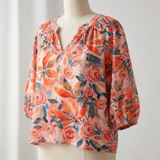 Viszkóz RAYON POPLIN Printed Rosie design B