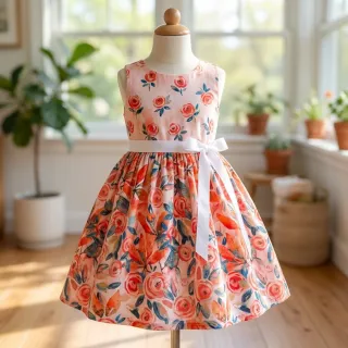 Viszkóz RAYON POPLIN Printed Rosie design B