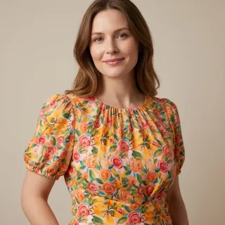 Viszkóz RAYON POPLIN Printed Rosie design C