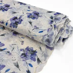 Pamut szövet keverékkel EMBROIDERY Rose blue