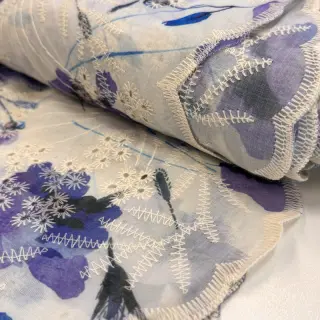 Pamut szövet keverékkel EMBROIDERY Rose blue