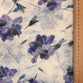 Pamut szövet keverékkel EMBROIDERY Rose blue