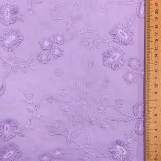 Pamutvászon EMBROIDERY Catchy leaves purple