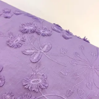 Pamutvászon EMBROIDERY Catchy leaves purple