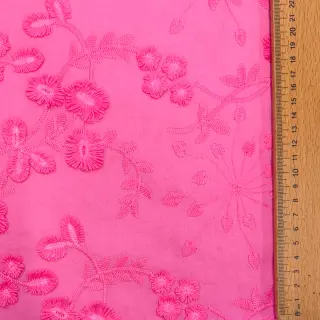 Pamutvászon EMBROIDERY Catchy leaves pink