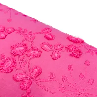Pamutvászon EMBROIDERY Catchy leaves pink
