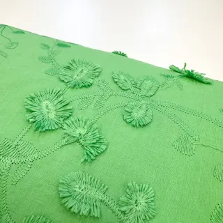 Pamutvászon EMBROIDERY Catchy leaves green