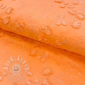 Pamutvászon EMBROIDERY Catchy leaves orange