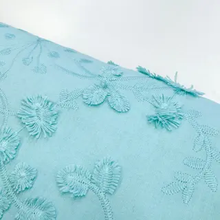 Pamutvászon EMBROIDERY Catchy leaves aqua