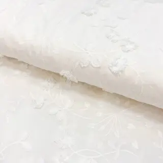 Pamutvászon EMBROIDERY Catchy leaves off white