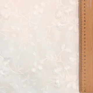 Pamutvászon EMBROIDERY Catchy leaves off white