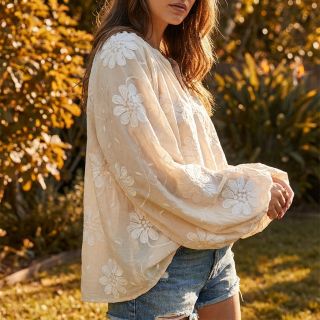 Pamutvászon EMBROIDERY Bellagio cream