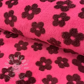 Kabát anyag TEDDY Flower power bordeaux
