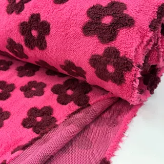 Kabát anyag TEDDY Flower power bordeaux