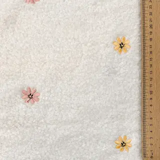 Kabát anyag TEDDY EMBROIDERY Smiley flowers yellow