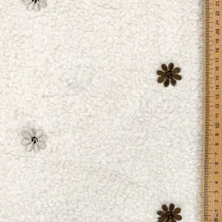 Kabát anyag TEDDY EMBROIDERY Smiley flowers choco