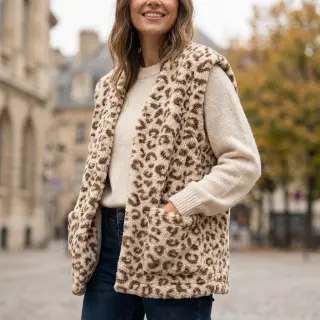 Kabát anyag TEDDY Panthera light brown