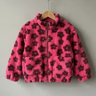 Kabát anyag TEDDY Flower power bordeaux