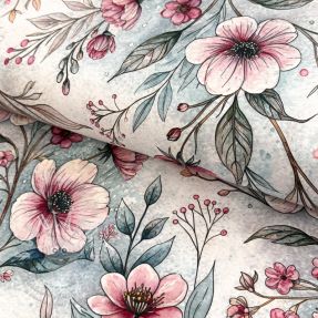 Jersey VISCOSE LYCRA HEAVY Classic flowers design D