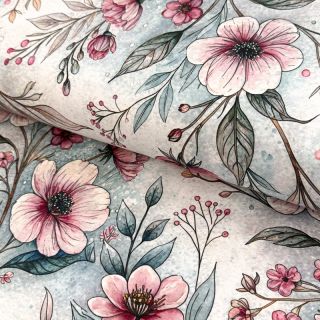 Jersey VISCOSE LYCRA HEAVY Classic flowers design D