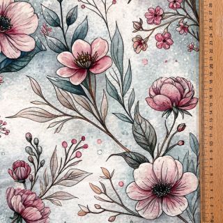 Jersey VISCOSE LYCRA HEAVY Classic flowers design D