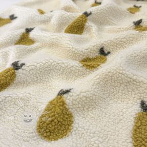 Kabát anyag TEDDY JACQUARD Pears old lime