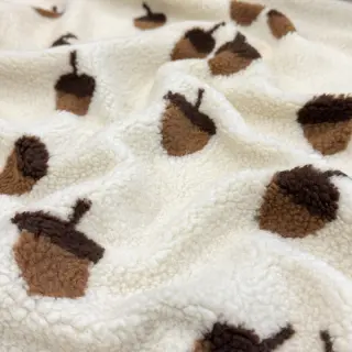 Kabát anyag TEDDY JACQUARD Acorns