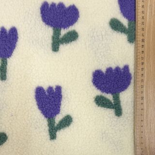 Kabát anyag TEDDY JACQUARD Tulips off white