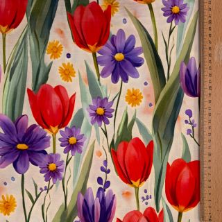 Jersey VISCOSE LYCRA HEAVY Tulips design A