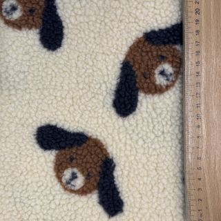 Kabát anyag TEDDY JACQUARD Dogs brown