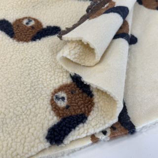 Kabát anyag TEDDY JACQUARD Dogs brown