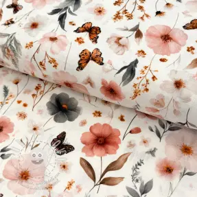 Viszkóz lenvászonnal Flower sea design D