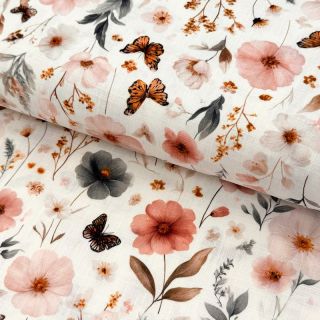 Viszkóz lenvászonnal Flower sea design D