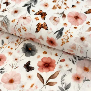 Viszkóz lenvászonnal Flower sea design D