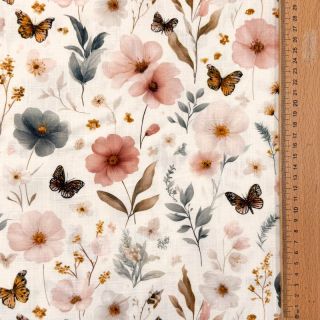 Viszkóz lenvászonnal Flower sea design D