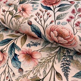 Viszkóz lenvászonnal Floral design D