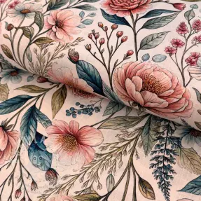 Viszkóz lenvászonnal Floral design D