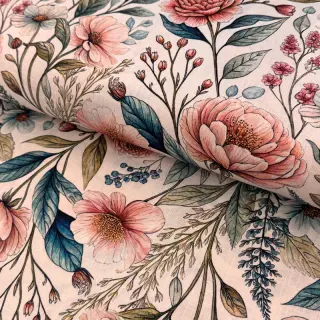 Viszkóz lenvászonnal Floral design D